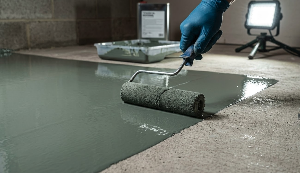 resine epoxy sol humide application rouleau